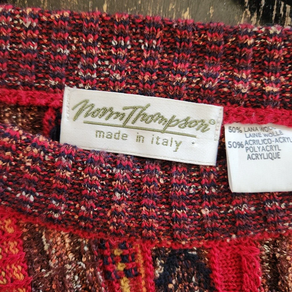 Vtg Norm Thompson Men's XL Wool Blend 3D Knit Sweater Made In Italy